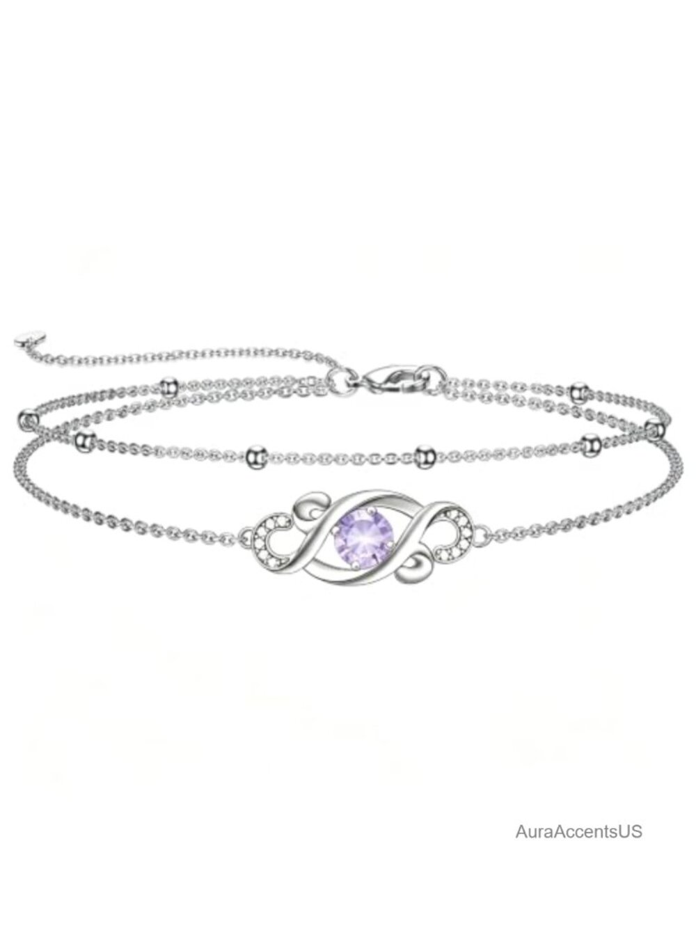 Sterling Silver Infinity Birthstone Bracelet Adjustable